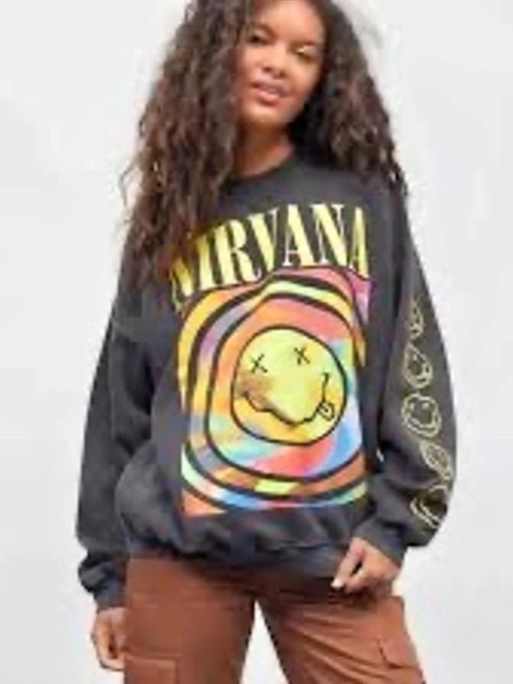 Nirvana Helix Smile Overdyed Fleece Crewneck Sweatshirt